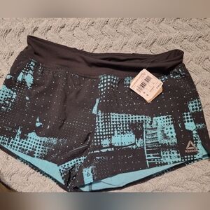 Reebok Black Speedwick Shorts with Teal Accent